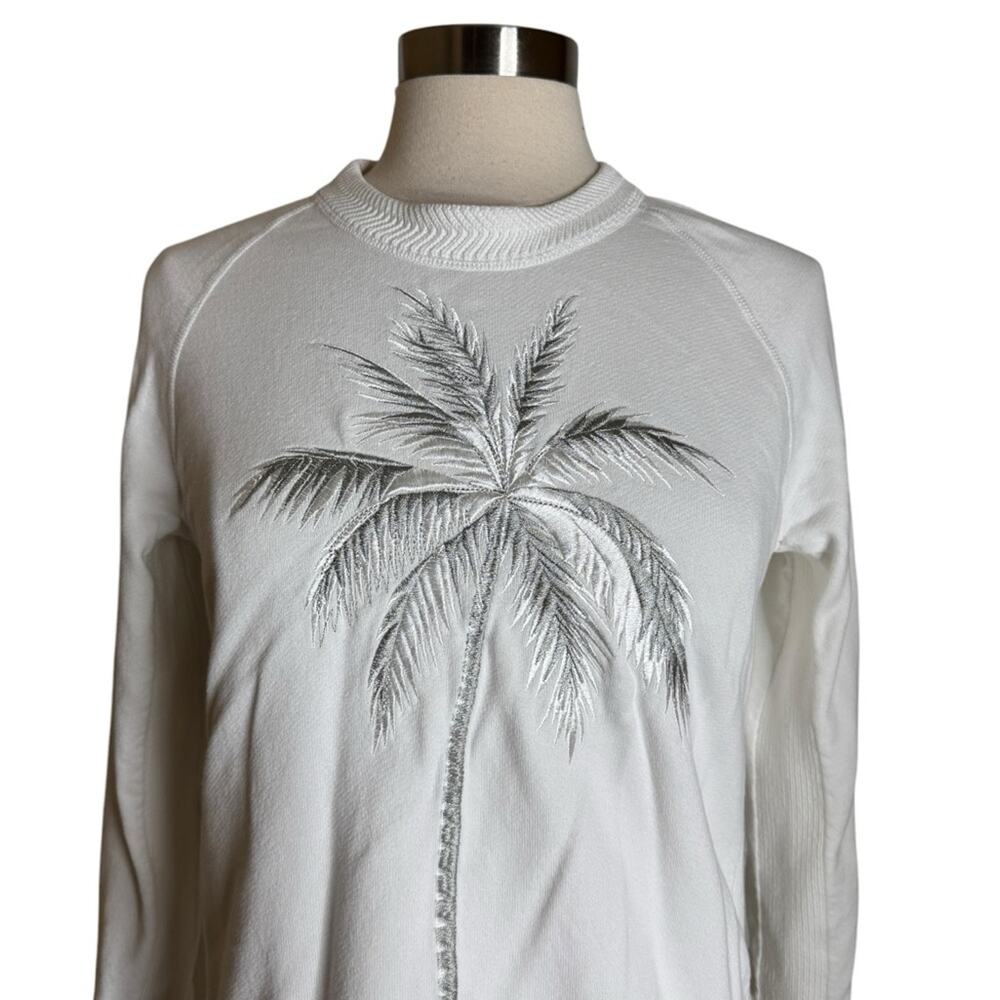 Bogner‎ Embroidered Palm Tree White Pullover Sweatshirt Women's US XS - Picture 4 of 10